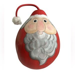 Santa Claus Christmas Holiday Hand Painted Large Gourd